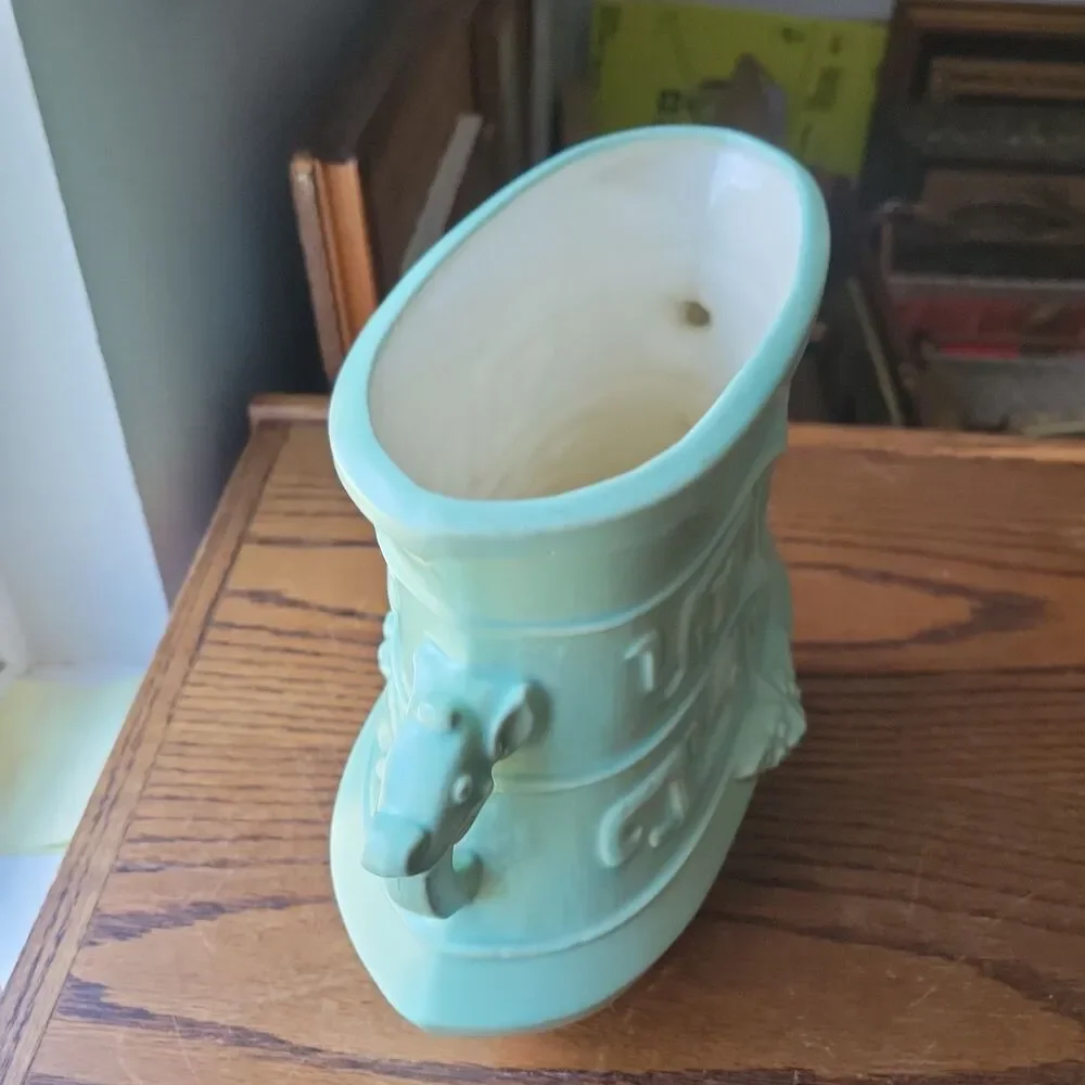 Vtg Studio Art Pottery Urn Vase Dragon Handled Mayan Motif Signed Meryl RARE MCM